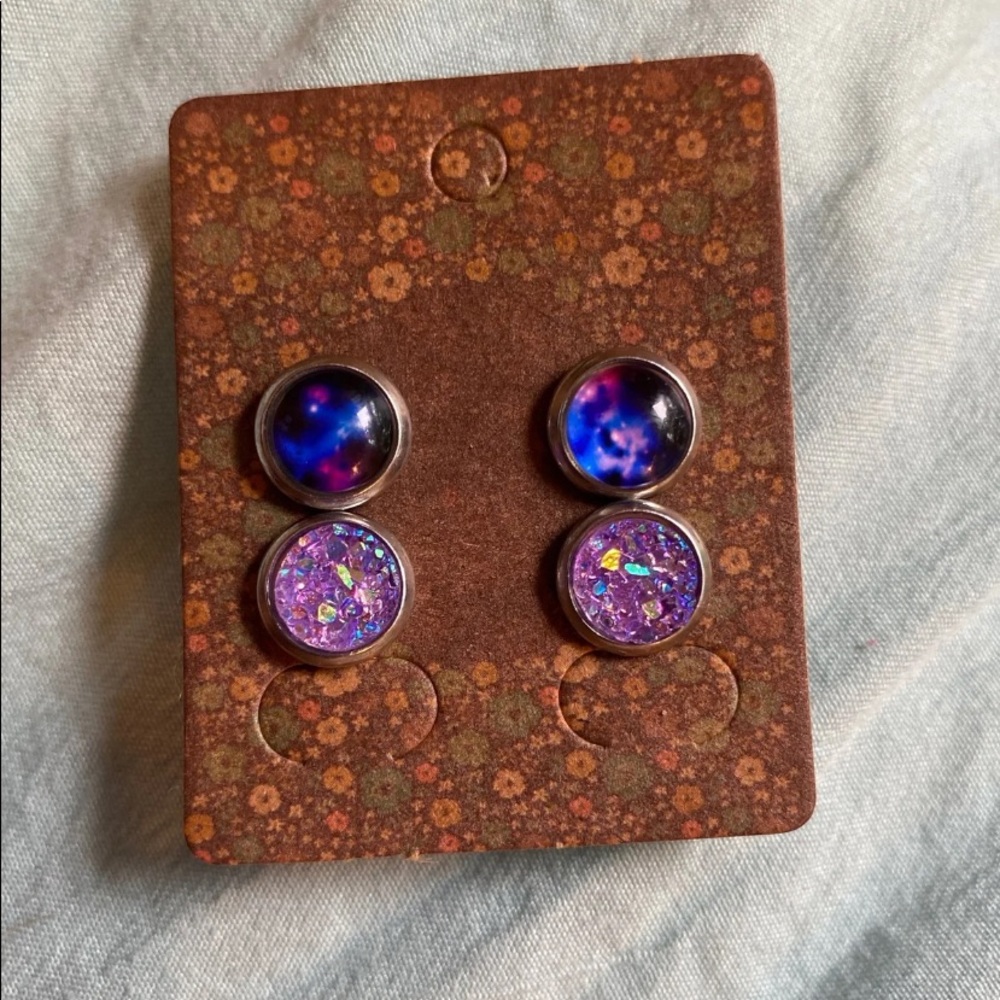 NEW Faux Druzy Stud Earrings Jewelry Set